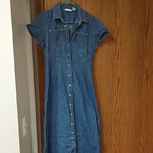 Liz Claiborne Blue Polo Collar Midi Dress